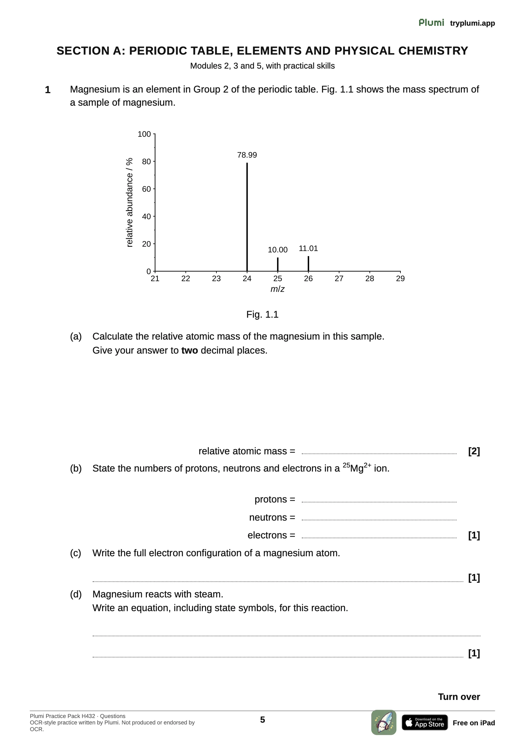 Test Papers Real Free OCR A-Level Chemistry Practice Paper & Mark Scheme